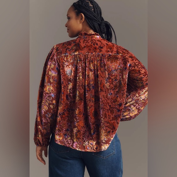 Anthropologie The Estela Sheer Printed Blouse: Burnout Edition - Picture 3 of 15